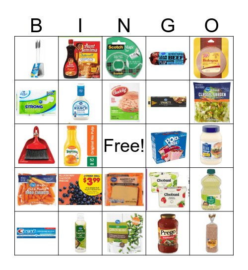 Grocery  Bingo Card