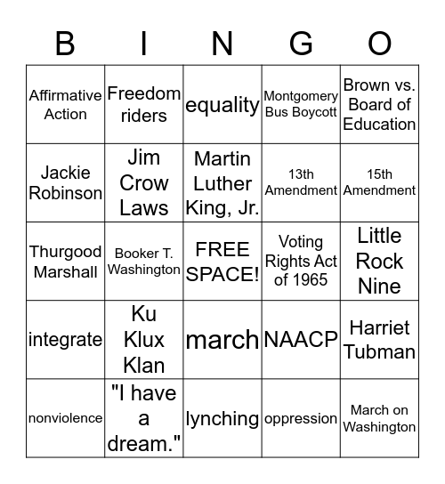 CIVIL RIGHTS Bingo Card