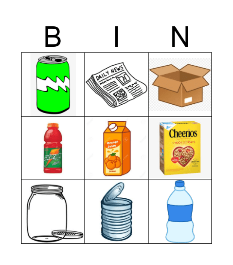 Recycling Bingo Card