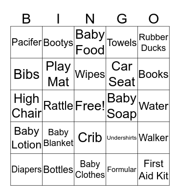 Khiyus Baby Shower  Bingo Card