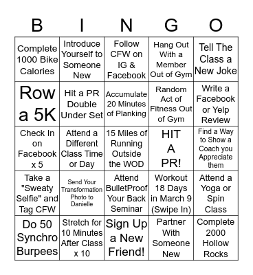 CrossFit Wellington Bingo Card