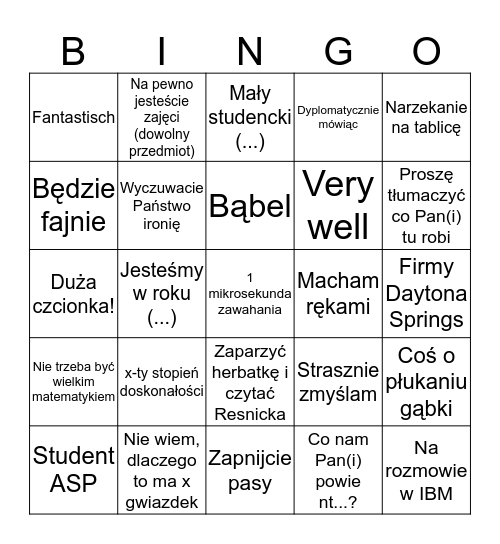 Pan Profesor Błachowicz Bingo Card