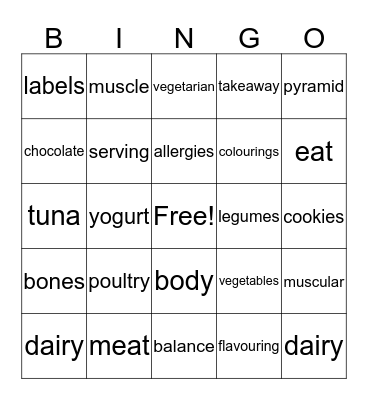 Healthy habits Bingo Card