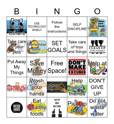 Responsibility Bingo Card