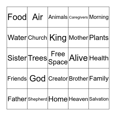 JESUS Bingo Card