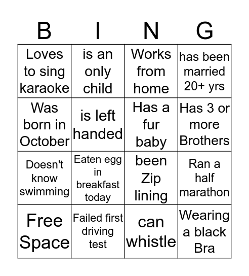 Happy Bonding Bingo Card