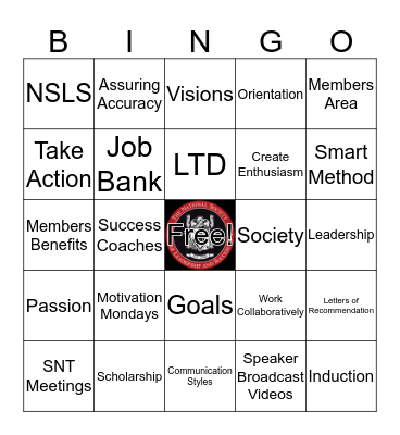 National Society of Leadership and Success Bingo Card