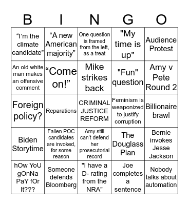 South Carolina Debate BINGO! Bingo Card