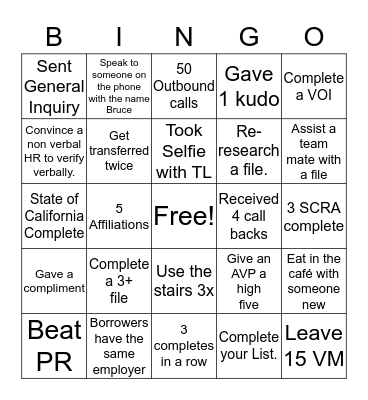 VVOE BINGO Card