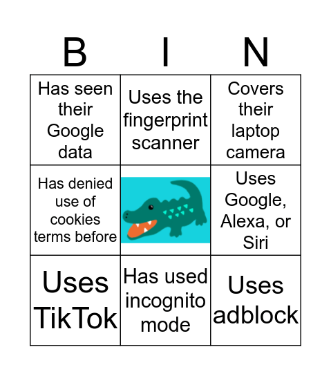 Privacy Bingo Card
