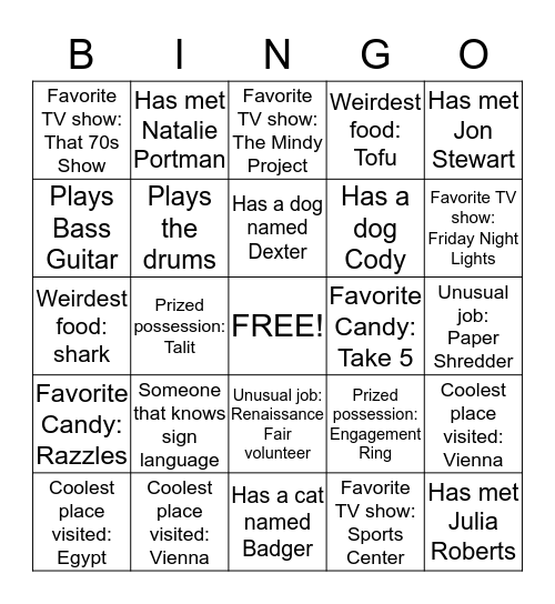 Pearl River Staff Bingo 2014 Bingo Card