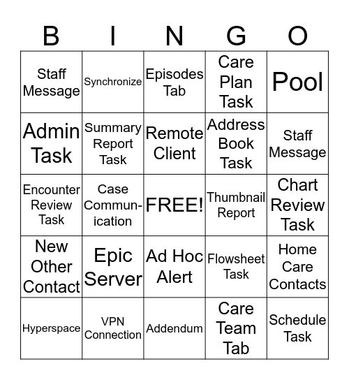 Home Health Aides Bingo Card