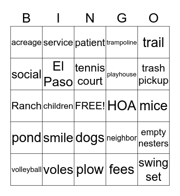 Neighborly LOVE Bingo Card