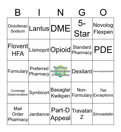 BINGO! Pharmacy Edition! Bingo Card