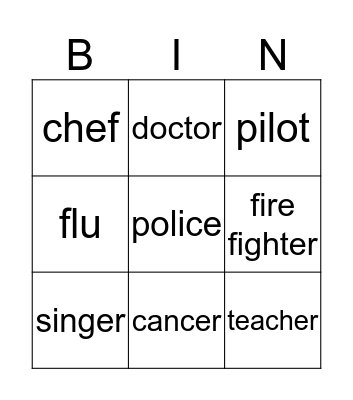 P1/1 Bingo for Tuesday :) Bingo Card