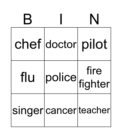 P1/1 Bingo for Tuesday :) Bingo Card