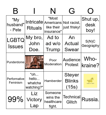 February Debate 3: Charleston Drift Bingo Card