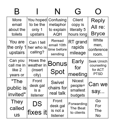 Michigan Radio CS Bingo Card