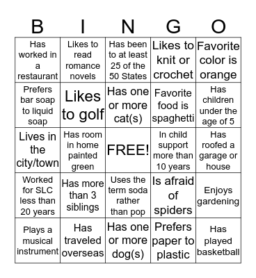 Getting to Know Bingo Card