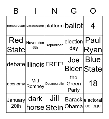 Election 2012 Bingo Card