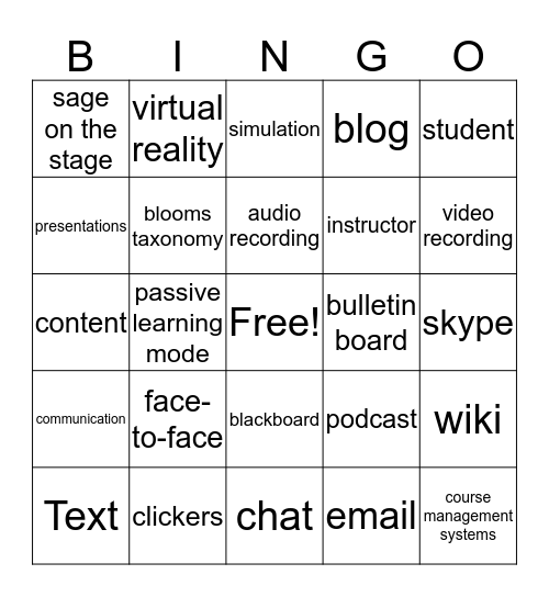 Teaching and Technology Bingo Card