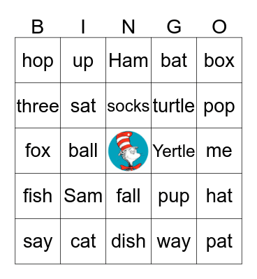 Dr. Seuss Rhyming Bingo Card