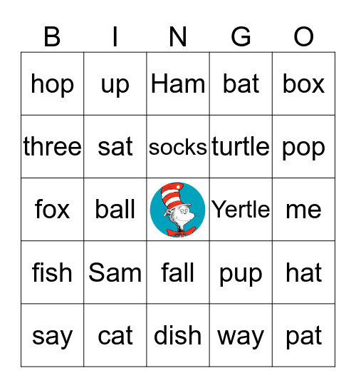 Dr. Seuss Rhyming Bingo Card