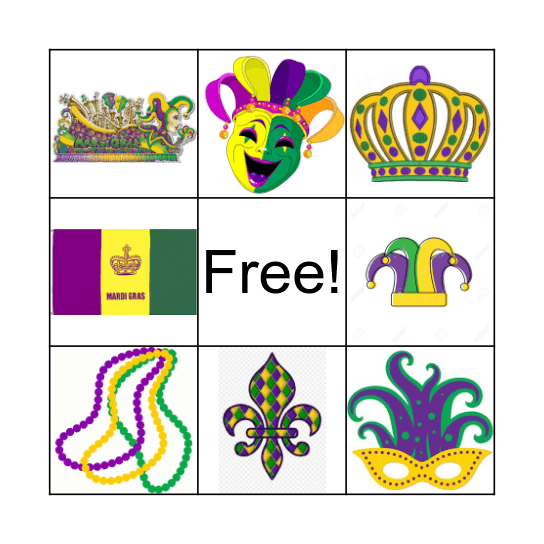 Mardi Gras Bingo Card