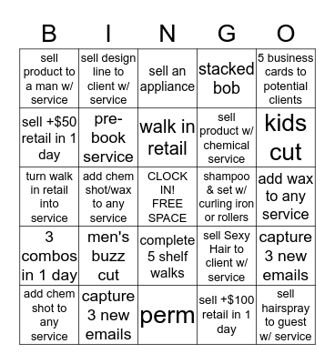 SALON BINGO Card