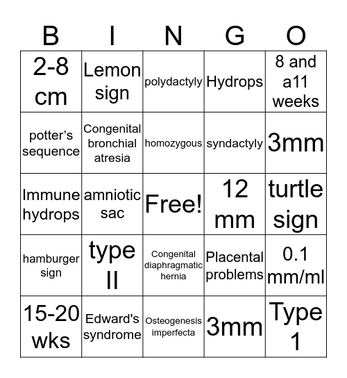 BABY BINGO Card