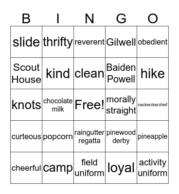 Blue and Gold Bingo Card