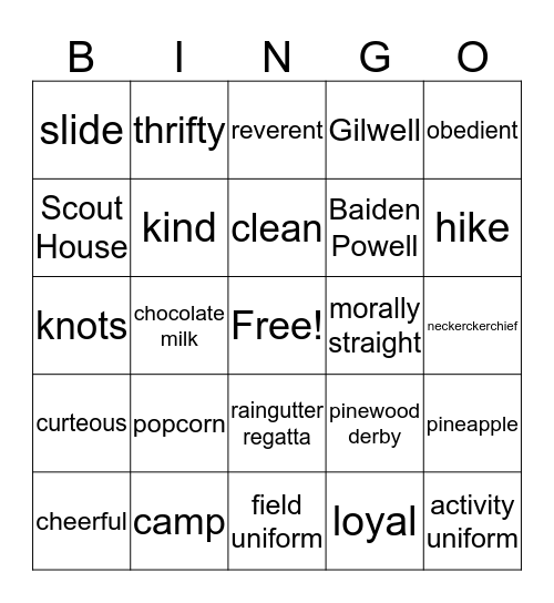 Blue and Gold Bingo Card