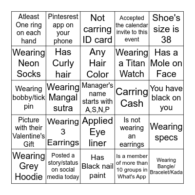 Oo Womaniya!! Bingo Card