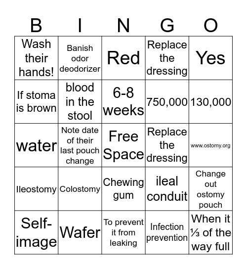 Ostomies! Bingo Card