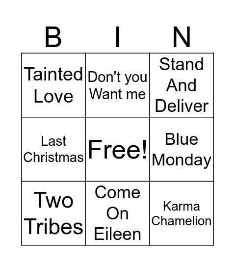 Dancing In the Street Bingo Card