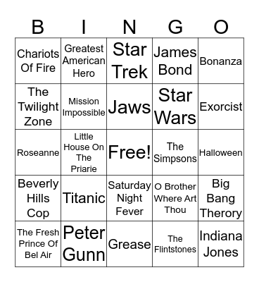 TV & Movie Bingo Card