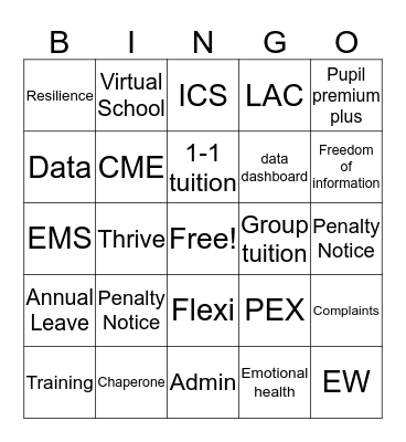 Big Team bingo Card