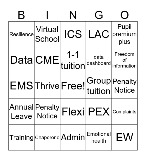 Big Team bingo Card