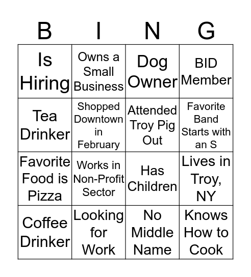 SMALL BUSINESS TALK Bingo Card