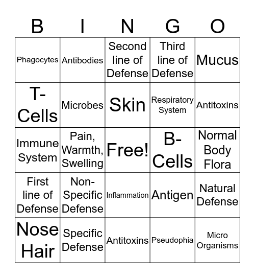 Protection of the body Bingo Card