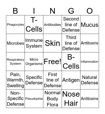 Protection of the body Bingo Card