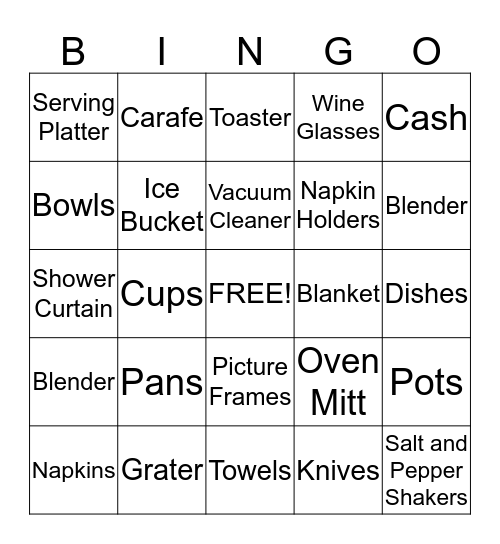 Sarah's Wedding Shower Bingo! Bingo Card