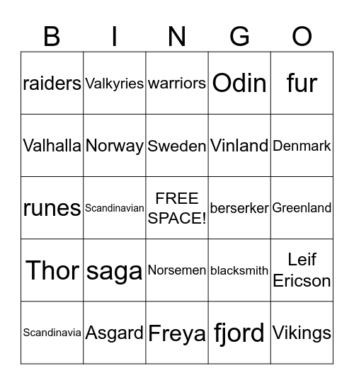 Vikings Bingo Card