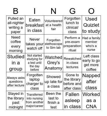Have you ever? Bingo Card