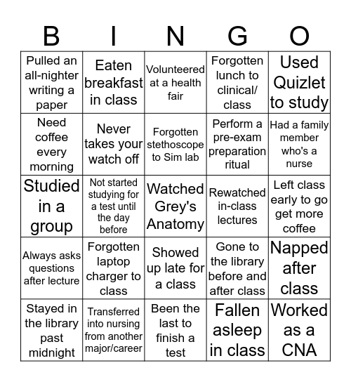 Have you ever? Bingo Card