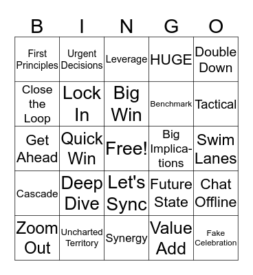 Thursday Fun Bingo Card