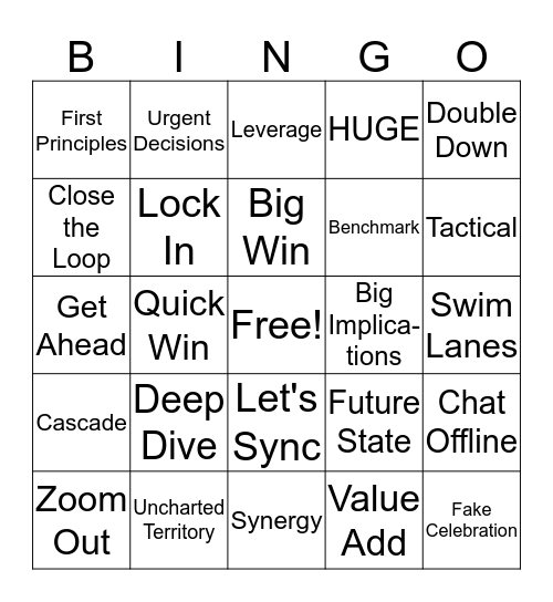 Thursday Fun Bingo Card