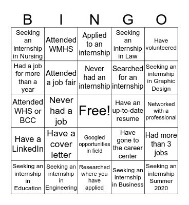 Networking Bingo Card