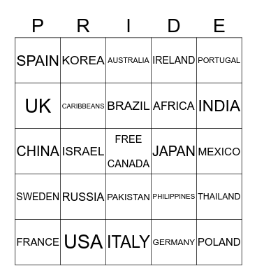 PRIDE BINGO: June 27-July 1, 2014 Bingo Card