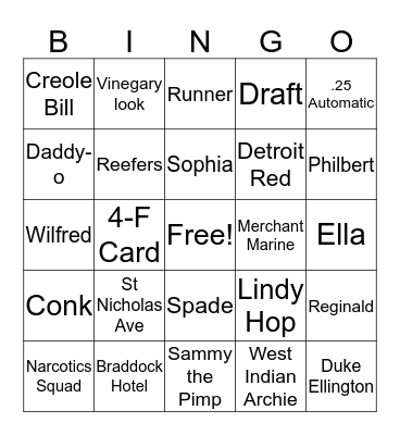 Malcom X  Bingo Card